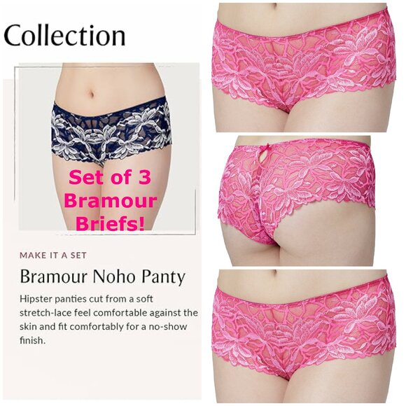 Set of 3! Panties Large Briefs Bramour Noho L FITS 29-30" Hipster Boy Short Pink - Picture 1 of 16